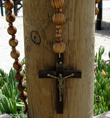 Giant Big Beads Rosario de Madera Wood Chain Jesus Cross XL Large Wall Rosary $19.99