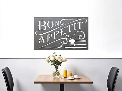 #ad BON APPETIT Metal Kitchen Wall Art Decor Plasma Cut Sign Rustic Home Country $56.00