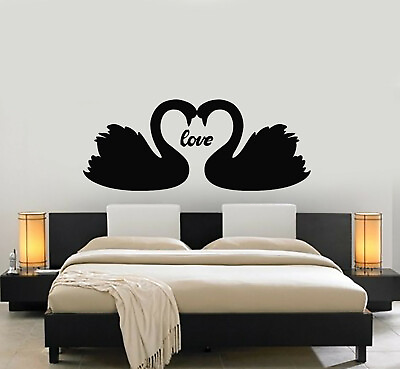 Vinyl Wall Decal Couple Swans Birds Love Romance Bedroom Stickers Mural g1277 $21.99