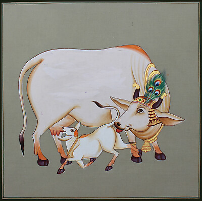 #ad Home Decor Wall Painting Handmade Cows on cloth fine art work $42.93