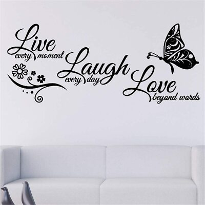 #ad Wall Sticker Live Laugh Love Flower Butterfly Quotes Wall Decals Wall Art Mural $7.49