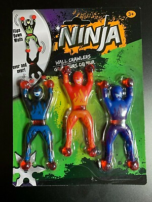 NINJA WALL CRAWLERS FLIPS DOWN WALLS OVER amp; OVER PACK OF 3 NEW IN PACKAGE $3.99