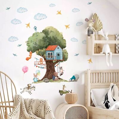 #ad Cartoon Giraffe Monkey Animals Wall Stickers For Kids Rooms Bedroom Decoration $29.39