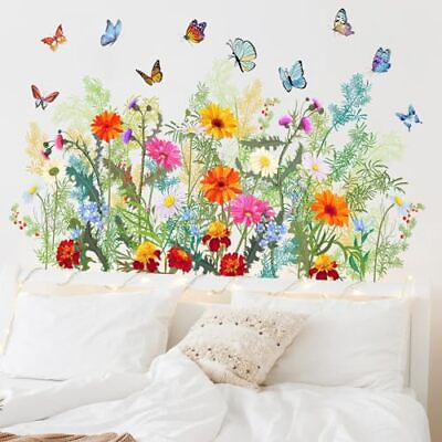 #ad #ad Colorful Floral Wall Stickers Flowers Daisy Butterfly Wall Decals for Flowers a $22.24