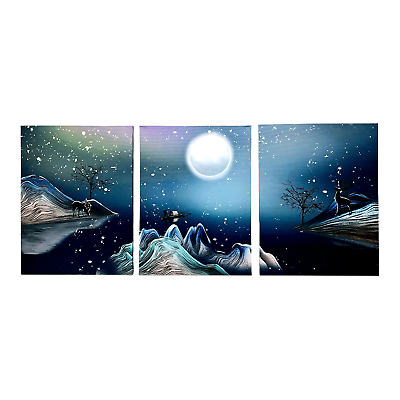 #ad Canvas Printed Wall Art Framed Animal Landscape 3 Panels 12quot; x 16quot; Each $20.99