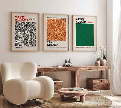 #ad Yayoi Kusama Set of 3 Prints Gallery Wall Set Poster Digital Files for Print $7.00