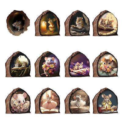 #ad Mouse Hole Wall Decal 12pcs Fun Art Wall Decor Sticker Decal PVC Funny Decal $11.92