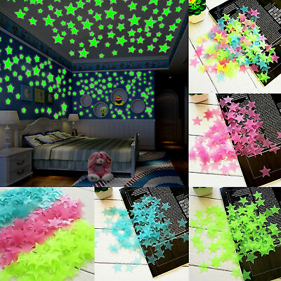 #ad #ad 3D Stars Glow In The Dark Luminous Fluorescent Wall Stickers Kids Bedroom Decor $8.99