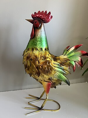 #ad Metal Rooster Home Yard Figurine Farm Bird Country Kitchen Decoration Coq Ro $69.99