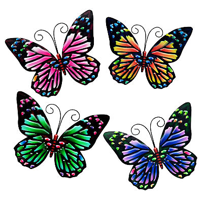 #ad Metal Butterfly Ornament Wall Art Decor Outdoor Fence Decoration Hanging $9.24