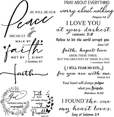 #ad 12 Styles Bible Verse Wall Decals Inspirational Wall Decals Peel and Stick Vinyl $18.35