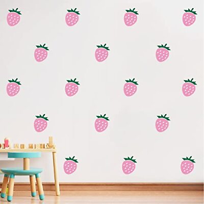 #ad Red Strawberry DIY Wall Decor Stickers Kids Room Baby Nursery Decor Light Pink $20.41