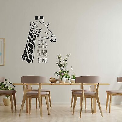 #ad Open Your Mind Quote Giraffe Animal Wall Art Stickers for Kids Home Room Decals $10.00