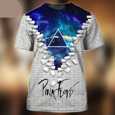 #ad Unisex Pink Floyd 3D T Shirt Break The Wall 3D Shirt Short Sleeve T Shirt Tee Pu $26.99