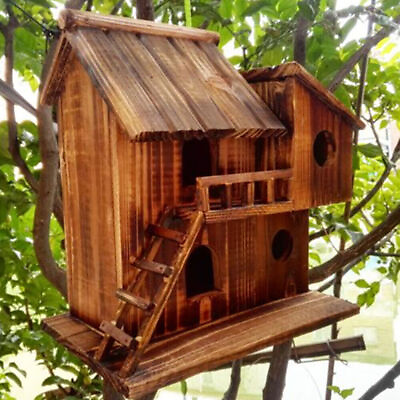 #ad #ad Wooden Bird Houses Hanging Handmade Outdoor Natural Bird Nest Squirrel HouseCage $37.90