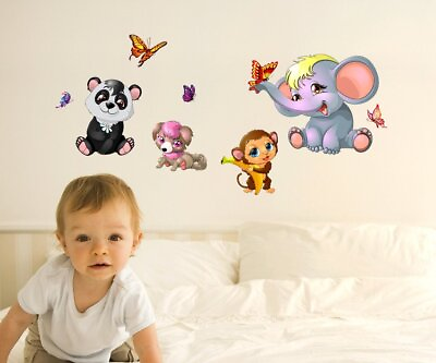 #ad #ad Butterflies Monkey Elephant Wall Stickers Baby Room Bedroom Decals Vinyl Decor $12.99
