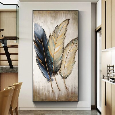 #ad Canvas Wall Art Canvas Painting Abstract Feather Posters and Prints Wall Picture $18.71