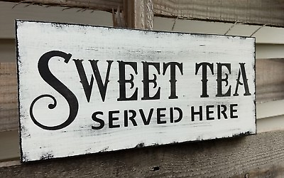 farmhouse sign SWEET TEA home wooden rustic country kitchen family 5.5x12 $21.99