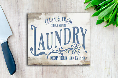 #ad Rustic Handmade Farmhouse Laundry Blu Vintage Sign Home Decor 5x5quot; on MDF Board $12.50