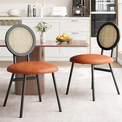 #ad Dining Chairs Set of 2 Rattan Kitchen Chairs with Thicken Upholstered Modern D $122.07