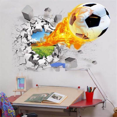 #ad 3D Creative Soccer Hot Ball Wall Sticker Decal Kid Bedroom Home Room Decor Sport $8.79