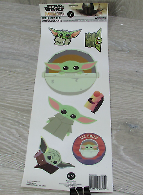 #ad #ad Star Wars Mandalorian GROGU Child Baby Yoda 7 pc Wall Decals Removable Stickers $9.94