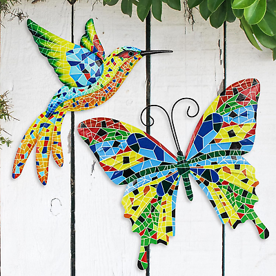 #ad #ad Metal Outdoor Wall Art Decor3D Colorful Garden Birds Sculpture Outdoor Iron Han $17.77
