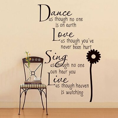 #ad Dance Love Sing Live Wall Quotes Decal Removable Stickers Decor Vinyl Art $19.99