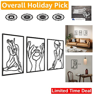 #ad Intricate Abstract Metallic Wall Decor Sturdy Large 11x16.5 Set of 3 Packs $45.57