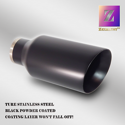 5in BLACK EXHAUST TIP 2.5in INLET 12in LNTH ANGLE DOUBLE WALL for DODGE DURANGO $85.42