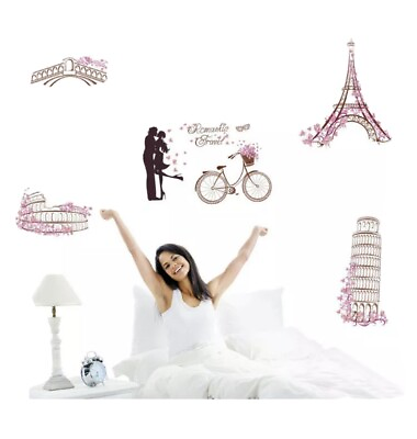 #ad #ad Removable Vinyl Wall Decal Paris eiffel tower Girl Sticker Home Room DIY Decor $10.99