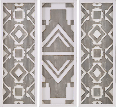 #ad Wall Art Living Room Décor Geometric Design Natural Wooden Frame $188.99