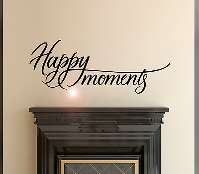 #ad Vinyl Wall Decal Phrase Happy Moments Home Stickers 28.5 in x 11 in gz040 $19.00