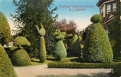 #ad c1910 Postcard; Pendray#x27;s Gardens Victoria BC Canada Topiary Creatures Unposted $9.19