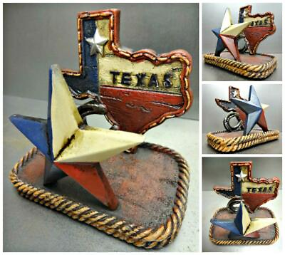 #ad #ad WESTERN RUSTIC State of Texas Star Horseshoe BUSINESS CARD HOLDER Home or Office $14.99