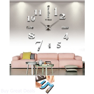 #ad Removable Large 3D DIY Clock Decal Mural Home Living Room Decor Wall Sticker $31.98