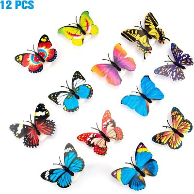 #ad #ad 12pcs Butterfly led Wall Stickers Night Light 3D Glowing Bedroom DIY Home Decor $7.99
