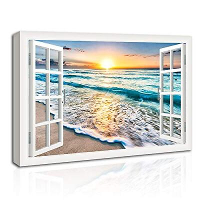 #ad Wave Canvas Wall Art Sunset Ocean Nature Pictures Ready to Hang for Living $30.46