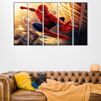 #ad AVENGER SPIDER MAN Wall Art 5mm Sunboard 5 Panel Home Office Room Wall Decor $63.89