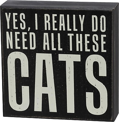 #ad Primitives by Kathy Classic Box Sign All These Cats Pet Lover Rustic Decor Gift $12.95