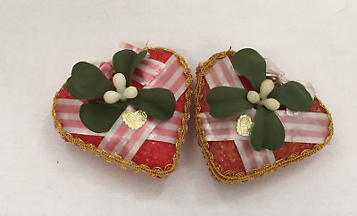 #ad Vintage shabby chic cottage hand decorated vintage valentine glitter hearts $19.95