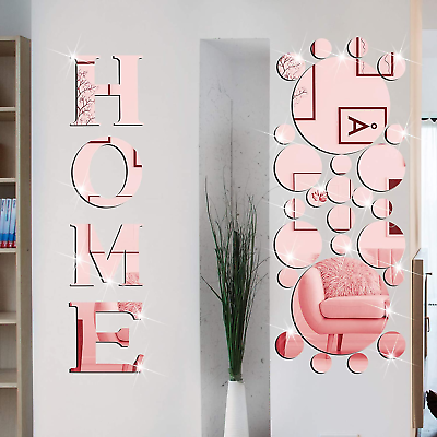 #ad 30 Pcs Living Room Wall Decor Home Mirror Wall Stickers Letter Signs DIY Acry... $16.99