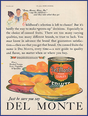 #ad Vintage 1926 DEL MONTE Canned Fruits Peaches Kitchen Décor Print Ad $14.95