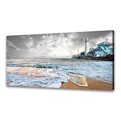 #ad Canvas Wall Art for Bathroom Black and White Wall Art Seascape Canvas Paint... $71.15
