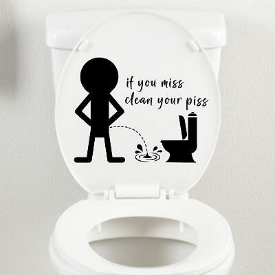 #ad Toilet Funny Sticker Bathroom Wall Decal Door Art Seat Home Sign Stickers $8.54