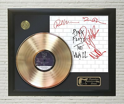 #ad Pink Floyd The Wall Framed Black wood Reproduction Signature Gold LP Display $225.00