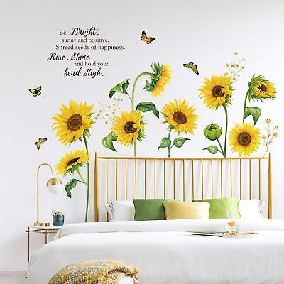 #ad Sunflower Wall Decals Garden Flowers Butterfly Wall Stickers Bedroom Living R... $21.96