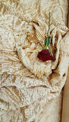 #ad GOLD WAVES Rosette Satin Fabric – Sold By The Yard Floral Flowers Satin Decor $16.99