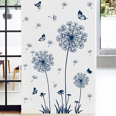 #ad Dandelion Wall Decals Peel and Stick Dandelion Wall Stickers Blue Large Floral W $25.46
