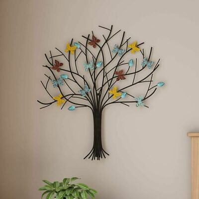 #ad Lavish Home Tree of Life Metal Wall Art Hand Painted 3D Butterflies Leaves for M $46.98